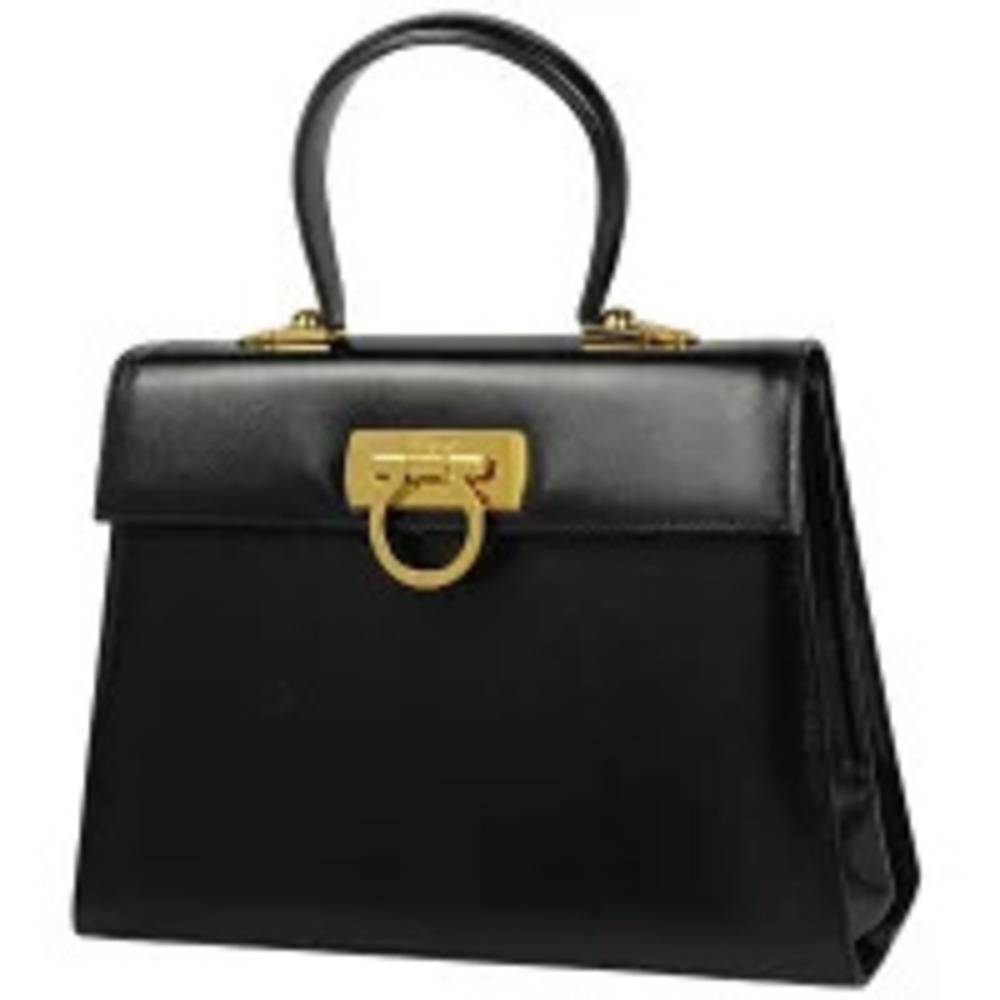 Salvatore Ferragamo Gancini Handbag Leather Black